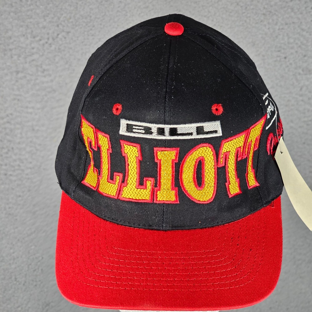 Vintage 1997 Bill Elliott McDonalds 94 Ford Racing Snapback Hat Black Red Mens
